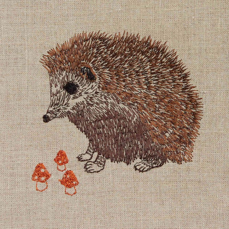 Tea Towel (Hedgehog with Mushrooms)