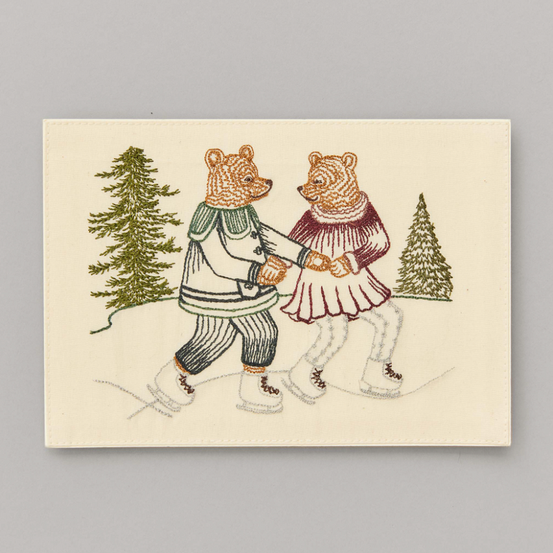 Embroidered Card (Ice Skaters)