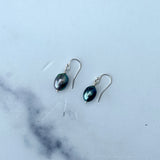 Large Gray Oval Pearl Earrings