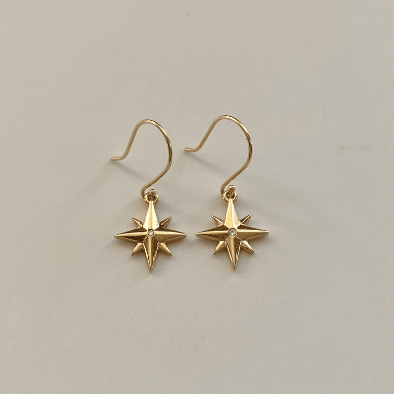 Medium Compass Rose Earrings with Diamonds