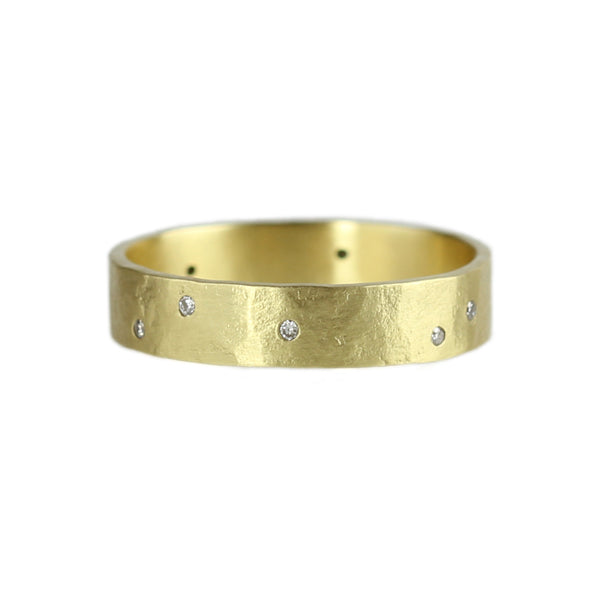 Parchment Scatter Ring with Diamonds in 14K Yellow Gold (4mm)