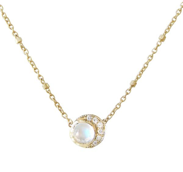 Baby Moon Necklace in 14K Yellow Gold