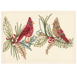Embroidered Christmas Cardinals Card