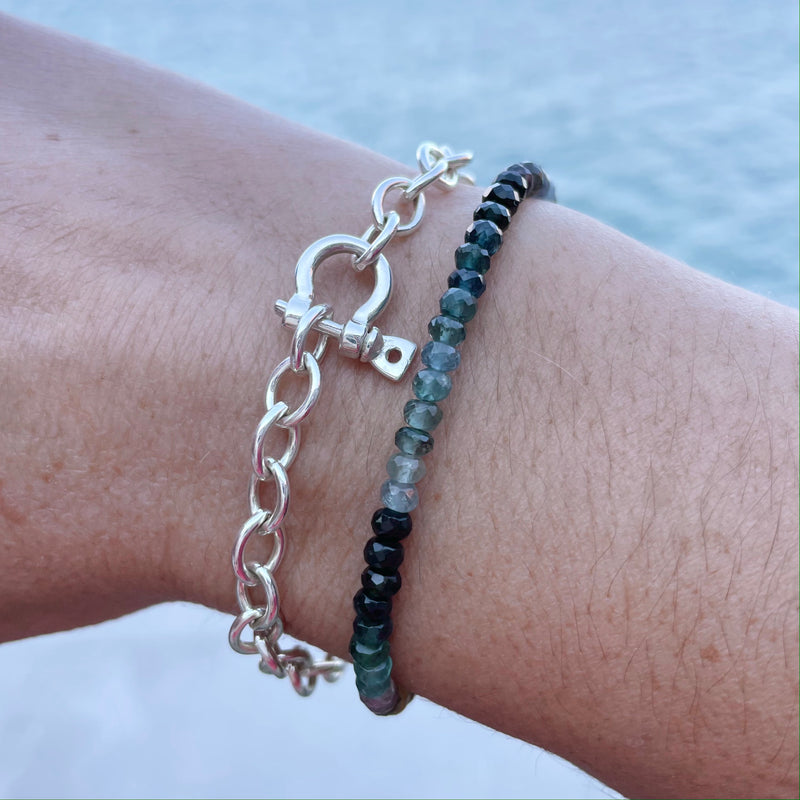 Chunky Cable Chain Bracelet with Shackle Clasp