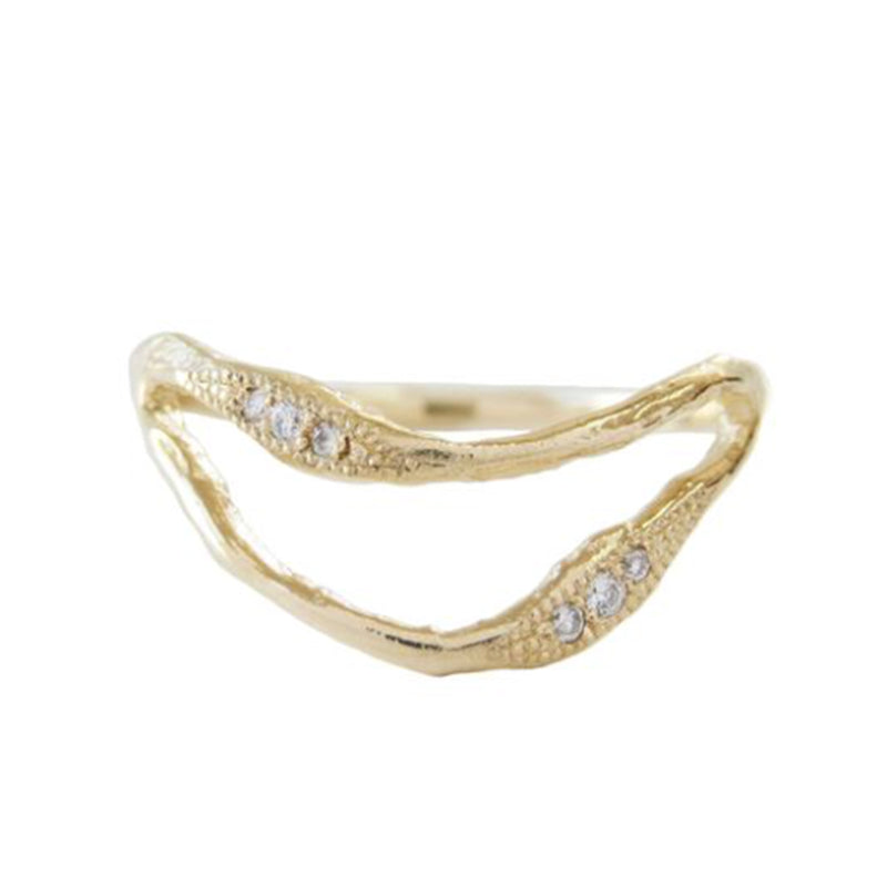 Double Tide Diamond Ring in 14K Yellow Gold