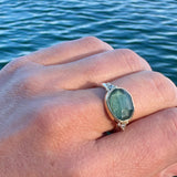 Moss Aquamarine and Diamond Ring