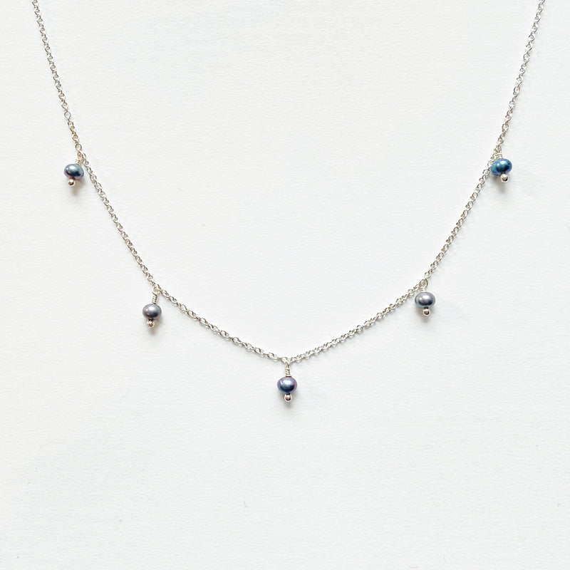Gray Pearl Multidrop Necklace