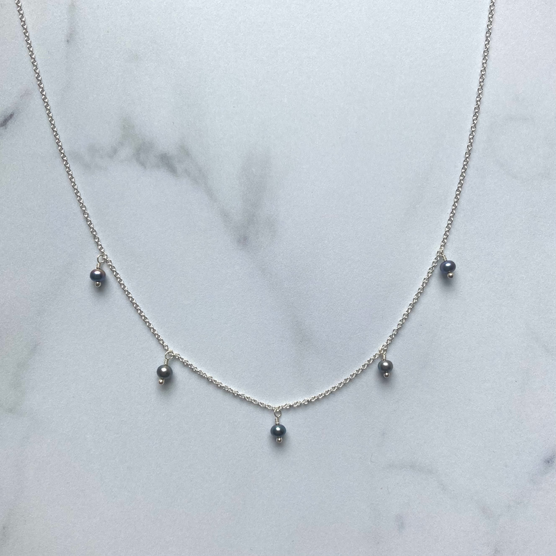Gray Pearl Multidrop Necklace