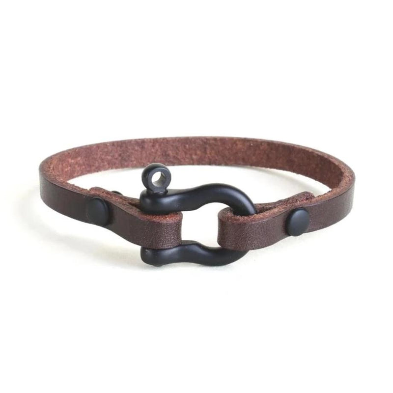 Classic Shackle Bracelet (Black on Havana Leather)