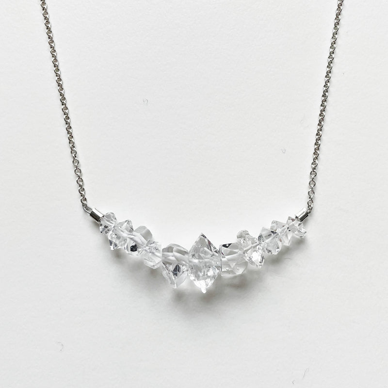 Graduated Herkimer Diamond Bar Necklace