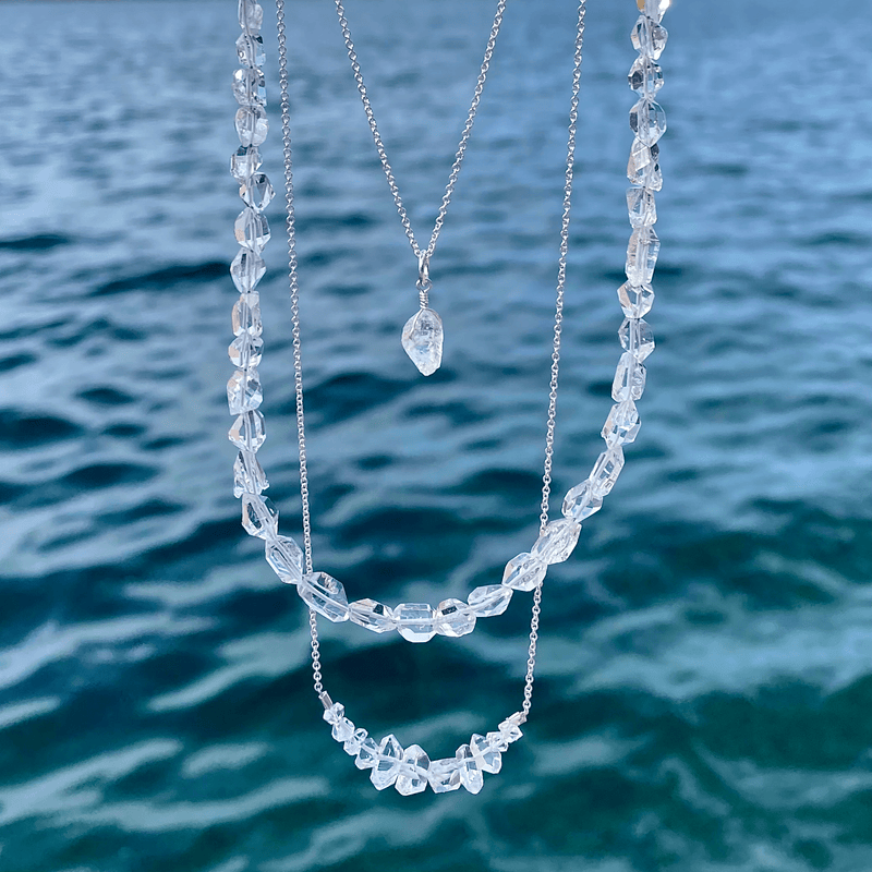 Graduated Herkimer Diamond Bar Necklace