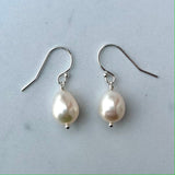 Oval Drop Pearl Earrings