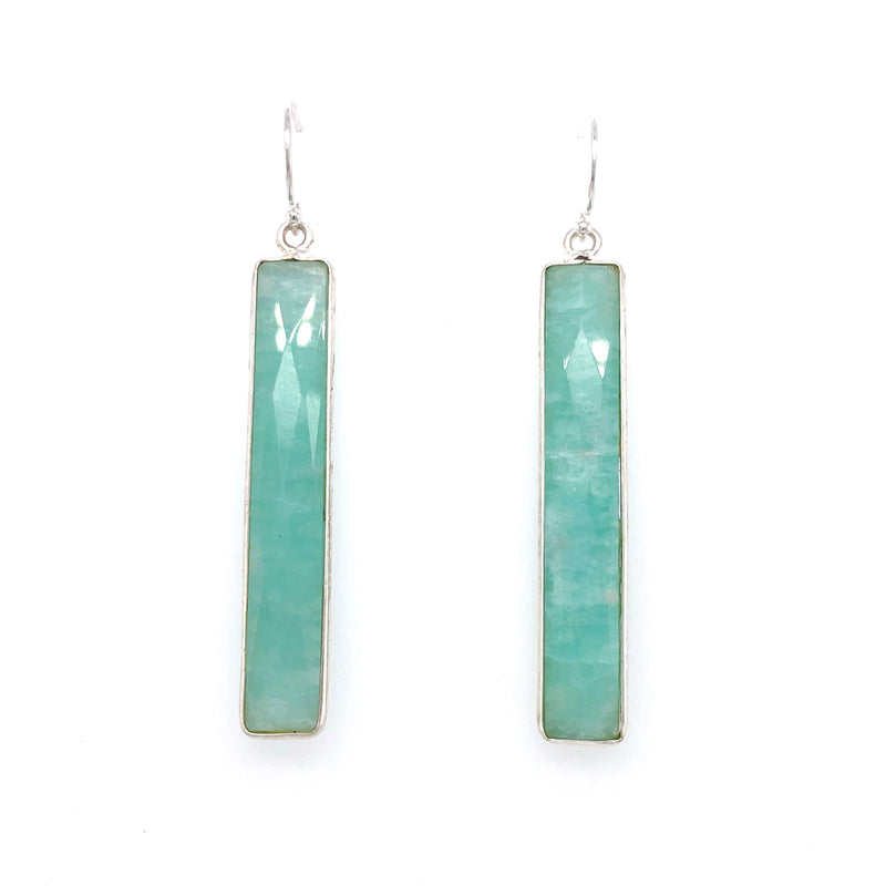 Channel Set Amazonite Bar Earrings