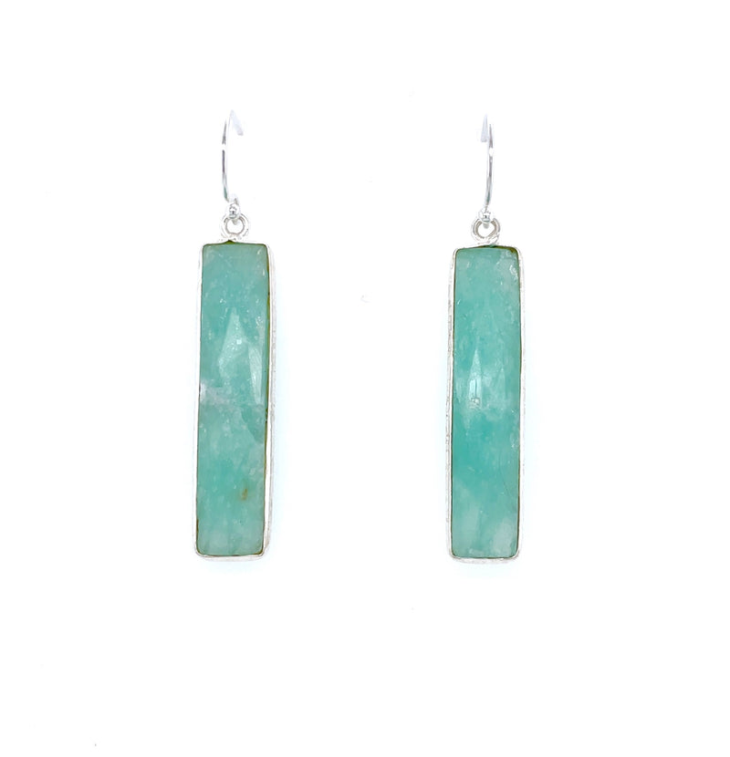 Channel Set Amazonite Bar Earrings