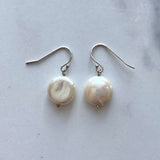 Coin Pearl Single Drop Earrings