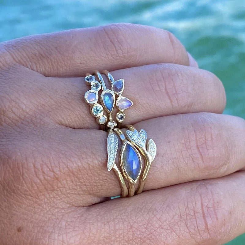 Guiding Light Labradorite and Diamond Ring in 14K Yellow Gold