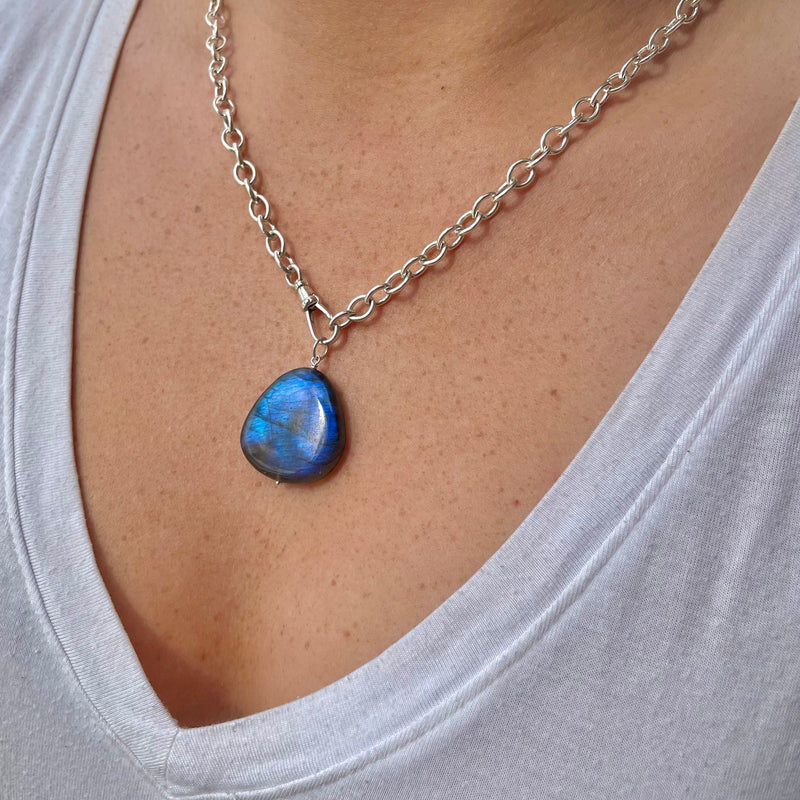 Large Chunky Labradorite Pendant