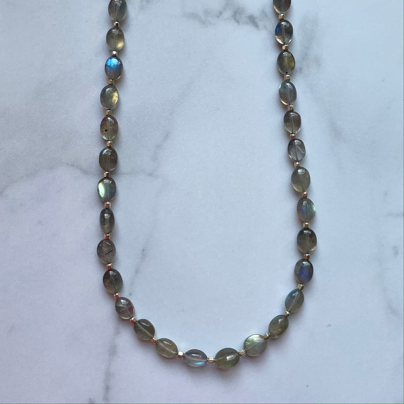 Oval Beaded Labradorite Necklace