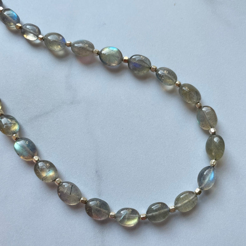 Oval Beaded Labradorite Necklace