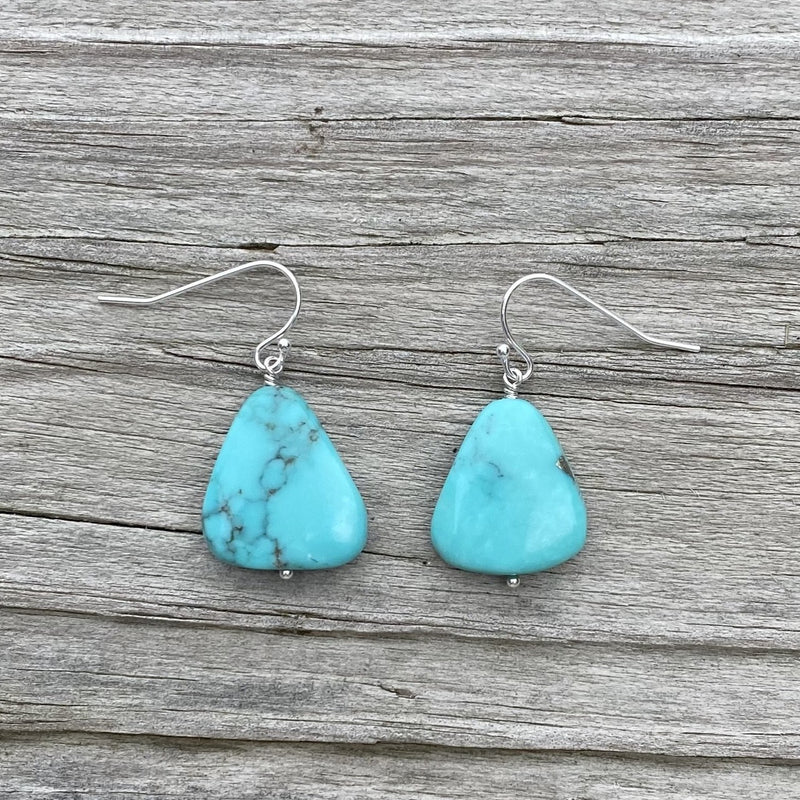 Chunky Turquoise Single Stone Earrings