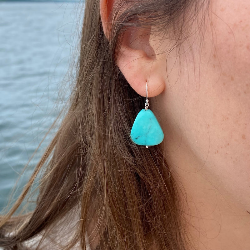 Chunky Turquoise Single Stone Earrings