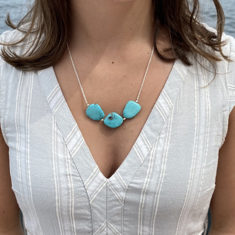 Chunky Three-Stone Turquoise Necklace