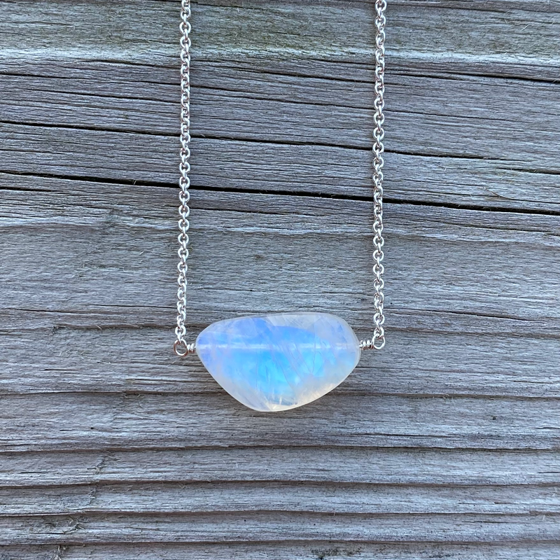 Chunky Single Stone Moonstone Necklace