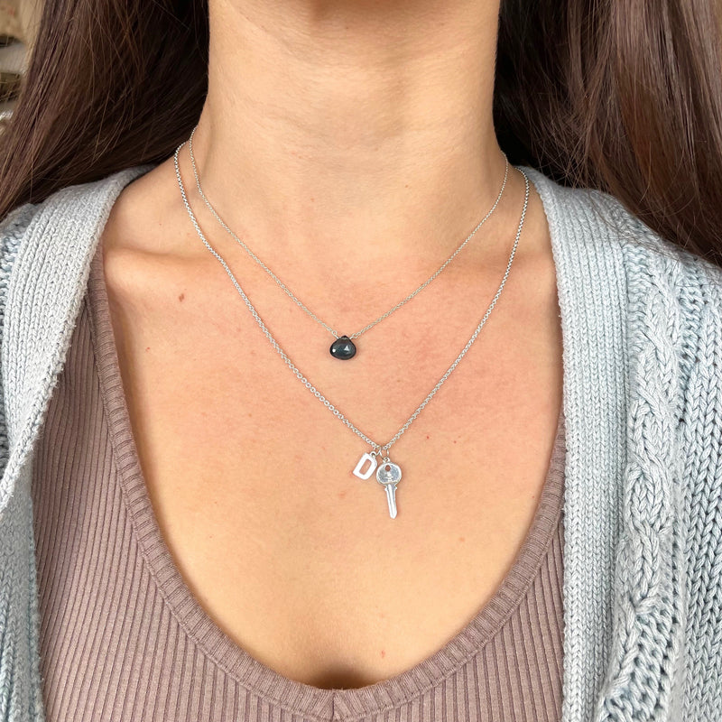 Single Drop Gemstone Necklace (Heart Shape)