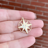 Large Compass Rose Charm with Diamond