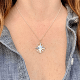 Large Compass Rose Necklace with Diamond