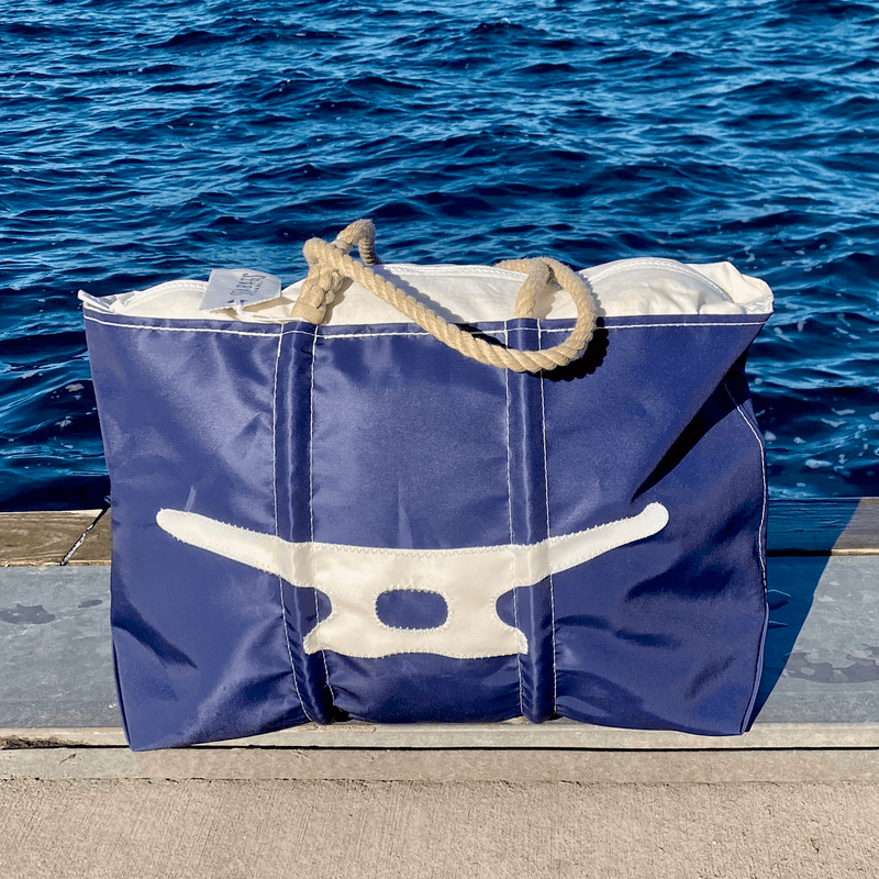 Large Cleat Zippered Tote (Navy & White)