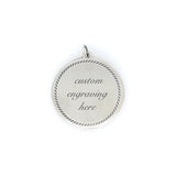 Large Round Engravable Charm with Rope Border