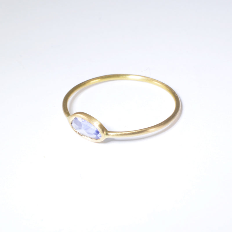 Light Blue Sapphire Ring in Solid 18K Gold