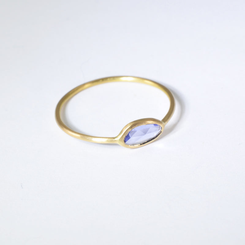 Light Blue Sapphire Ring in Solid 18K Gold