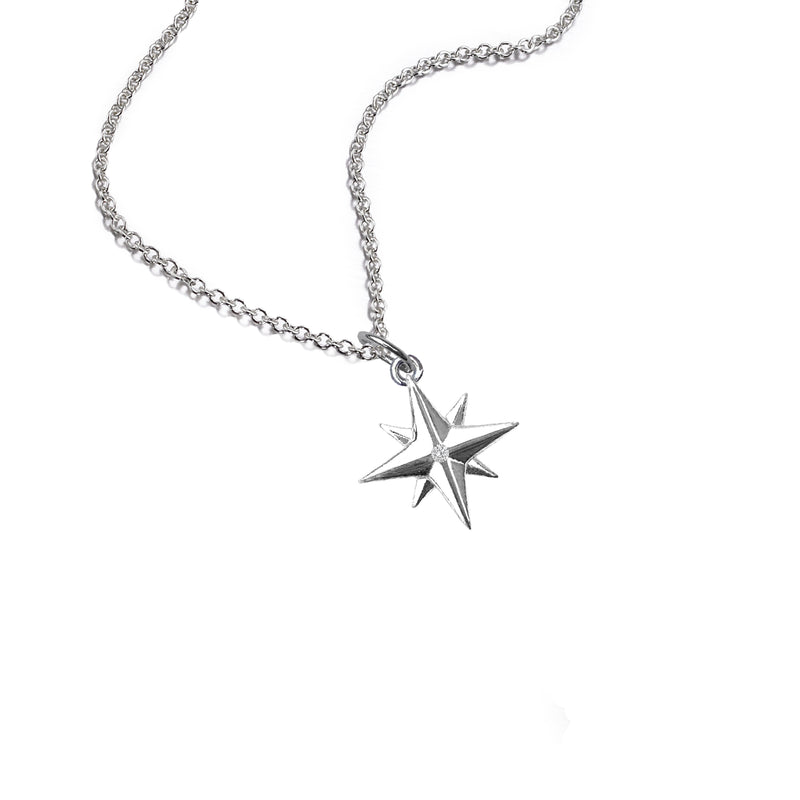 Medium Compass Rose Necklace with Diamond