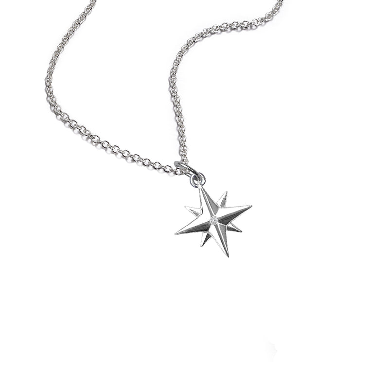 Medium Compass Rose Necklace with Diamond
