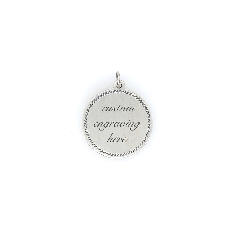 Medium Round Engravable Charm with Rope Border