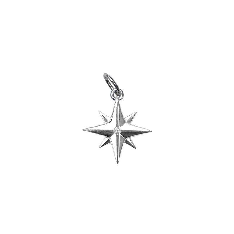 Medium Compass Rose Charm with Diamond
