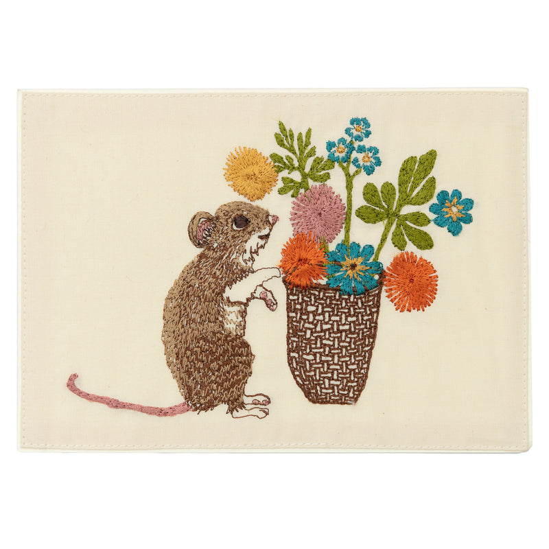 Embroidered Card (Mouse with Flowers)