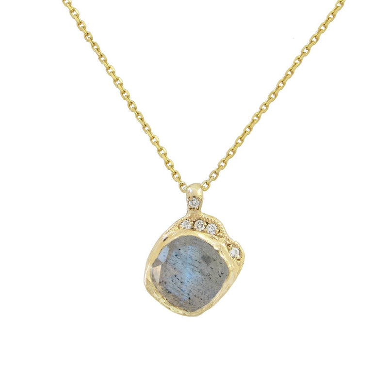 Mini Cove Labradorite Necklace in 14K Yellow Gold