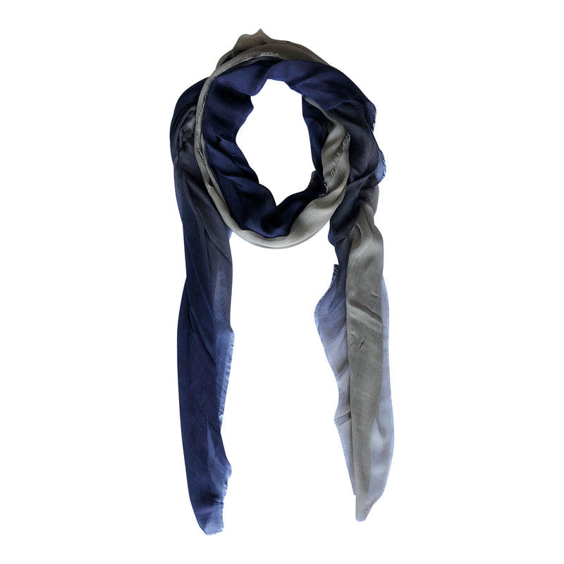 Silk/Cashmere Scarf (Navy/Taupe)