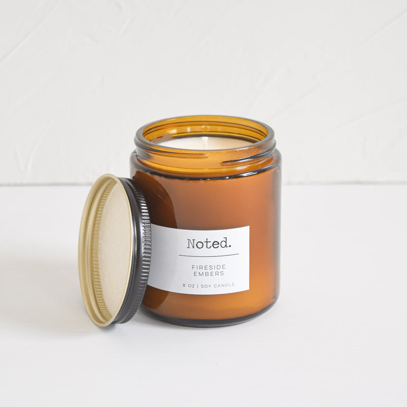 Fireside Embers Jar Candle in Amber Glass