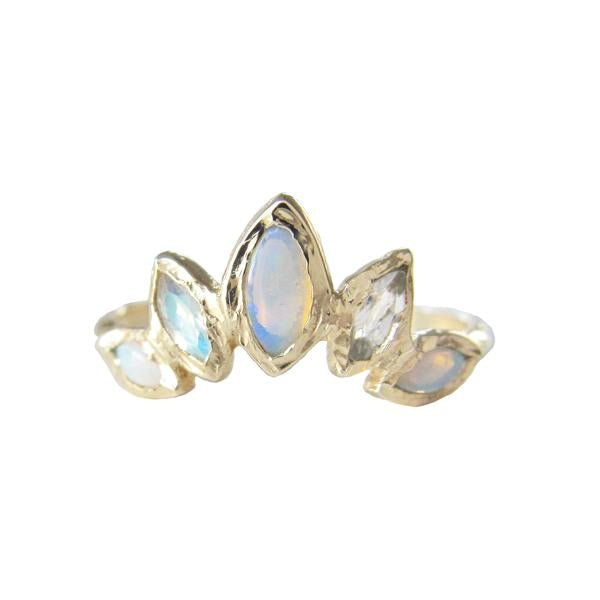 Palm Paradise Opal & Moonstone Ring in 14K Yellow Gold
