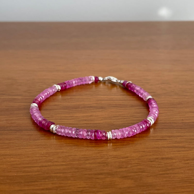 Pink Sapphire Ombre Beaded Bracelet