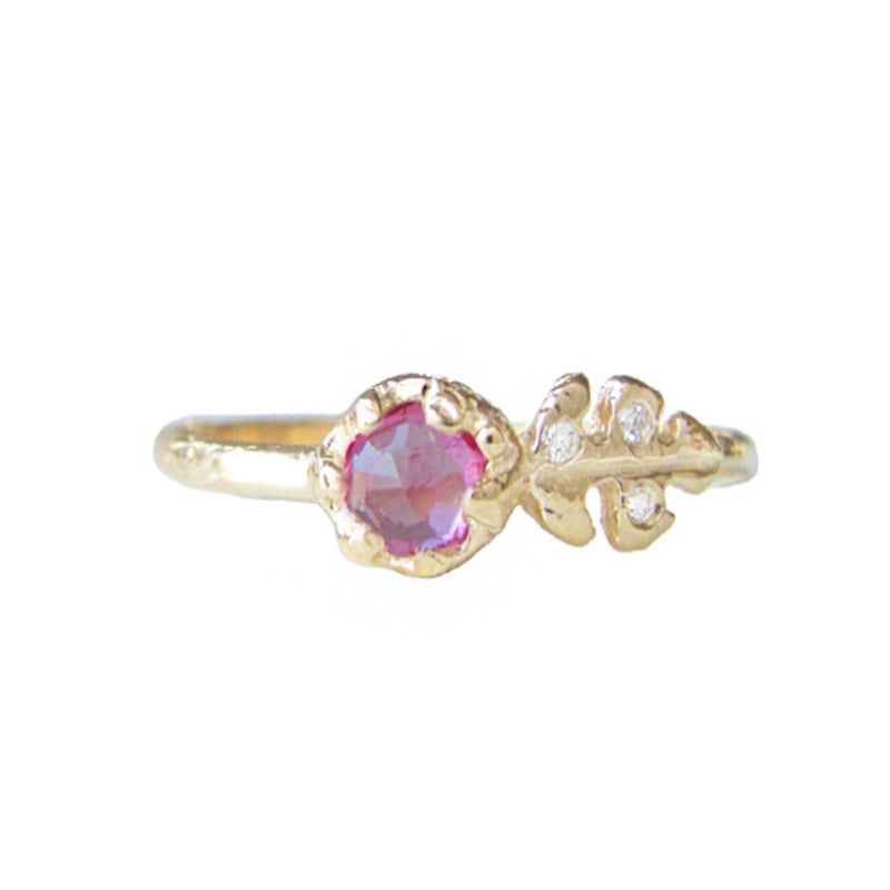 Floret Pink Sapphire Ring in 14K Yellow Gold