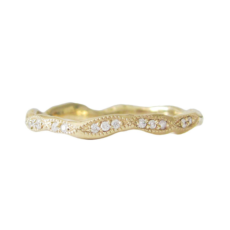Wave Eternity Diamond Ring in 14K Yellow Gold