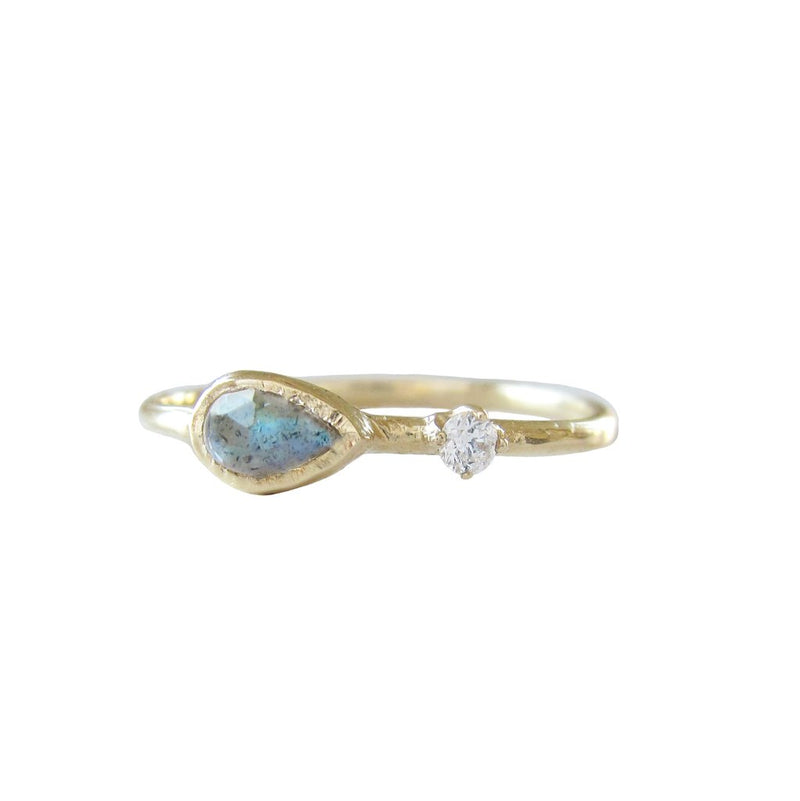 Guiding Light Labradorite and Diamond Ring in 14K Yellow Gold