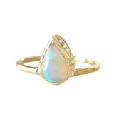 Raindrop Opal Ring in 14K Yellow Gold