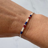 Red, White & Blue Gemstone Bar Bracelet