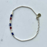 Red, White & Blue Gemstone Bar Bracelet